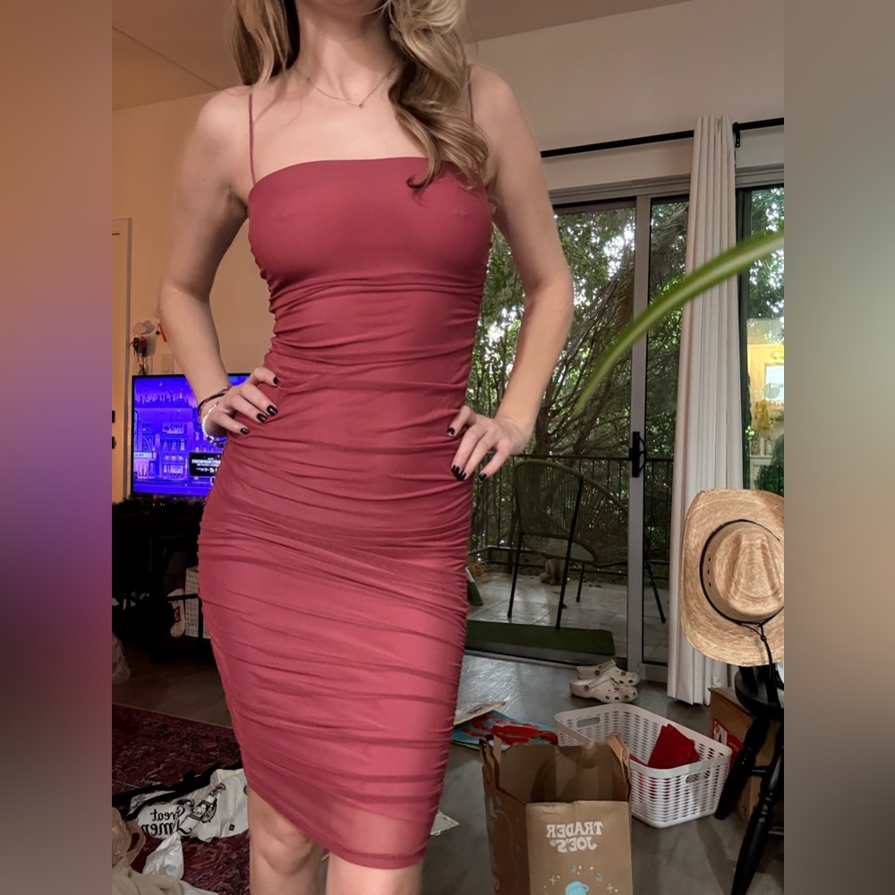 Windsor Strapless Ruched Dress in Rose